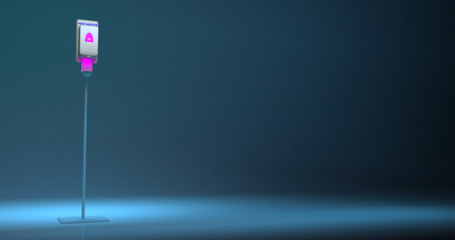 3D rendering of a floor stand hand sanitizer dispenser station