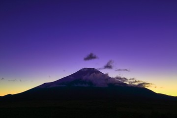 Night view of Mount Fuji from Lake Yamanaka JAPAN