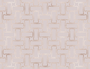 Elegant geometric seamless pattern with gold weave texture.