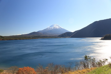 Mount Fuji and Lake Motosuko in Japan