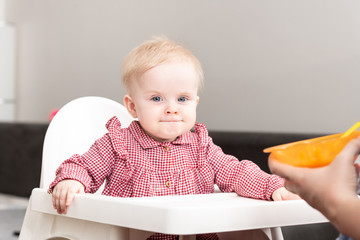 Mother Feeding A Baby In Living Room