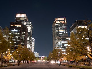 Marunouchi business district at night Tokyo Japan