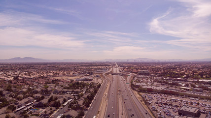 Las Vegas, Nevada, USA - Mar 07,2020. Arial view of the city Las Vegas from the plane