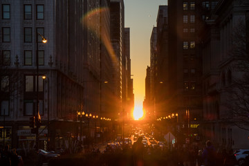 Obraz premium sunset in chicago