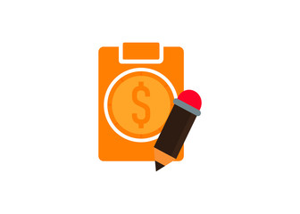 clipboard money and pencil, flat design style vector illustration
