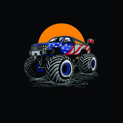 Adventure off road monster truck illustration © cithu studio