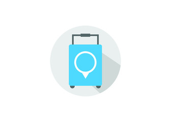 suitcase and location, flat design style vector icon