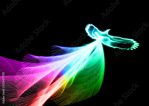 虹色に光輝く伝説の鳥がはばたく Wall Mural Wallpaper Murals K Yu