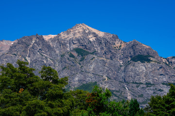 Fototapeta na wymiar View of Mount Lopez (Cerro Lopez) taken from Llao Llao Hotel. Bariloche, Argentina