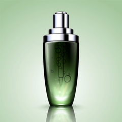 Green cosmetic droplet bottle
