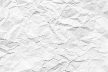 White crumpled paper texture background. Clean white paper. Top view.	