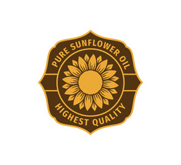 sunflower oil product label vector logo design concept in yellow and brown color