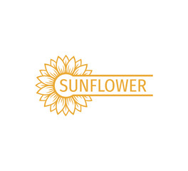 sunflower vector logo design concept with space bar for text writing