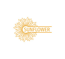 sunflower vector logo design concept with space bar for text writing