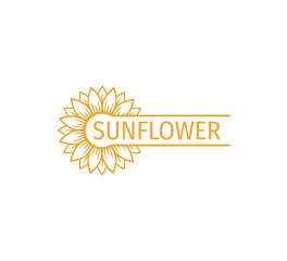 sunflower vector logo design concept with space bar for text writing