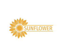 sunflower vector logo design concept with space bar for text writing