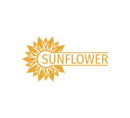 Fototapeta premium sunflower vector logo design concept with space bar for text writing