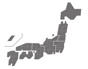 地図素材：簡略化された日本地図　マップ　都道府県　日本列島　地図　地形　全国　簡易　切り離せる