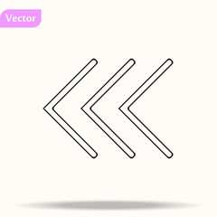 Arrows icons. Download, left direction linear signs. Next, back arrows flat line icons. Flat web symbols. Vector eps10