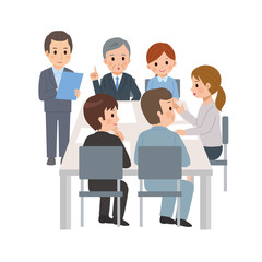 研修をする人々　ディスカッション　討論　イラスト