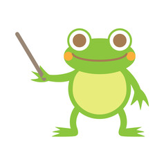 指示棒カエル笑顔