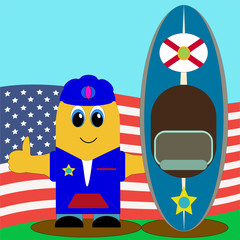 Fototapeta premium Illustration of a funny cartoon man can be used in the design of the envelopes of notebooks, albums, packaging and tourism booklets as a background