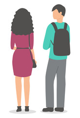 Two people stand. Isolated on a white background. Flat design. Vector illustration.