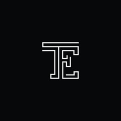 Title: Minimal elegant monogram art logo. Outstanding professional trendy awesome artistic TE ET initial based Alphabet icon logo. Premium Business logo White color on black background