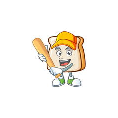 Cartoon design of slice of bread having baseball stick