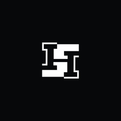Title: Minimal elegant monogram art logo. Outstanding professional trendy awesome artistic H HH HS SH initial based Alphabet icon logo. Premium Business logo White color on black background