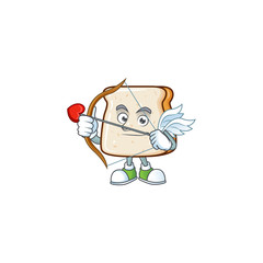 Sweet cartoon character of slice of bread Cupid with arrow and wings
