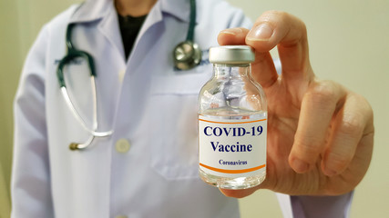 Infectious doctor show COVID 19 vaccine for prevention,immunization and treatment for new corona...