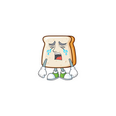 A Crying face of slice of bread cartoon character design