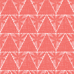 Vector red shibori triangle abstract seamless pattern with canvas background. Suitable for textile, gift wrap and wallpaper.