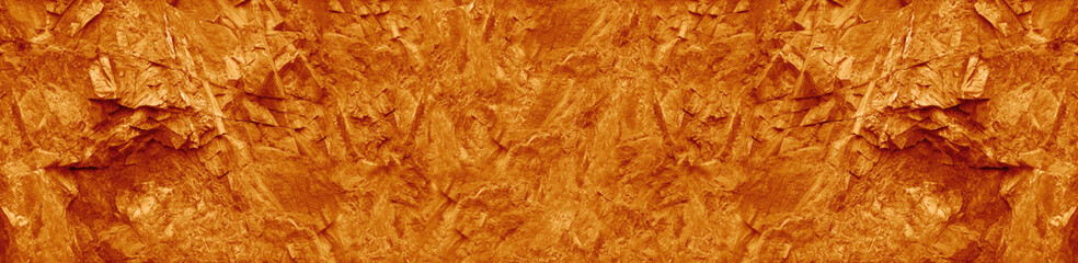 Red abstract background. Toned mountain texture. Orange stone banner. Bright colorful rock background.