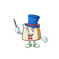 Charming slice of bread cartoon design performance as a Magician style