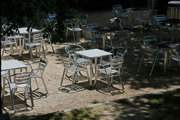 silver chair at afternoon park