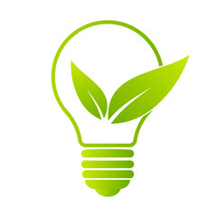 Green Bulb Leaf Logo Design Vector Symbol Illustration
