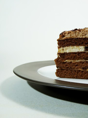Delicious chocolate sponge cake layered with chocolate cream