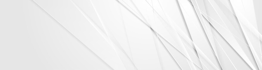 Grey glossy stripes abstract tech corporate background. Vector banner design