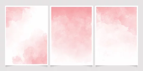 Fotobehang pink watercolor wet wash splash 5x7 invitation card background template collection © Unchalee