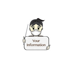 cartoon people information worker mask protection graphic