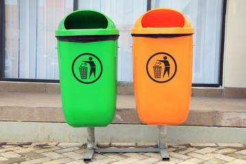 green garbage bin