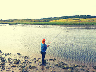 Woman angler at Ogmore River