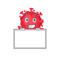 Smiley coronavirus substance cartoon character style bring board