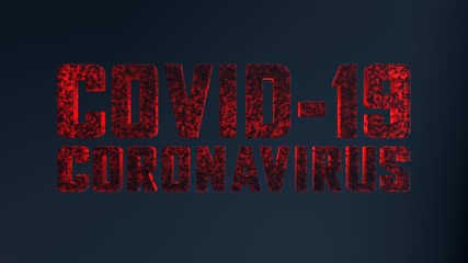 Coronavirus COVID-19 modern typography lettering title on dark blue background