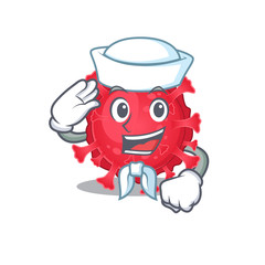 Cute coronavirus substance Sailor cartoon character wearing white hat