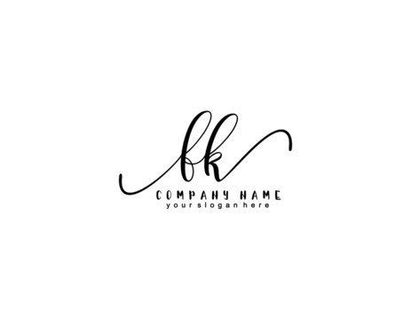Letter FK handwrititing logo with a beautiful template