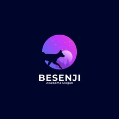 Vector Logo Illustration Dog with Night Negative space Style.
