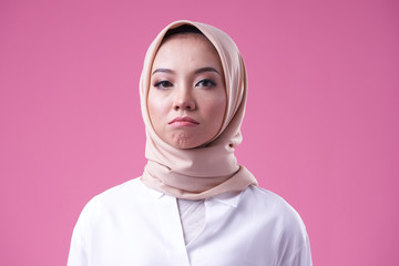 Beauty asian women wearing scarf with variety reaction face